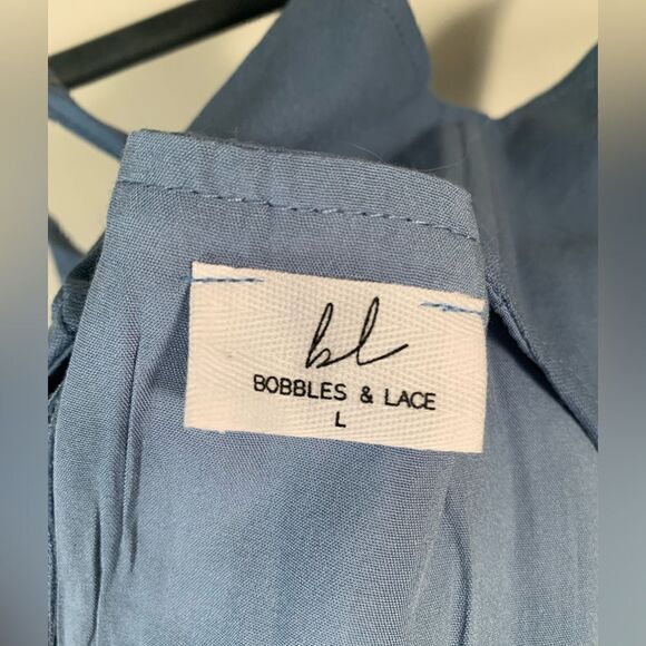 Bobbles & lace blue crop top size Large - Picture 5 of 6